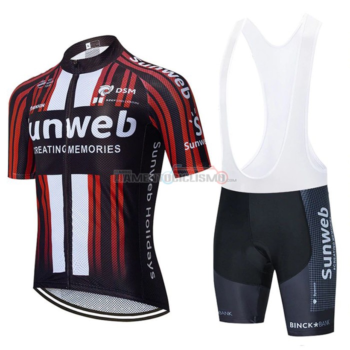 Abbigliamento Ciclismo Sunweb Manica Corta 2020 Nero Rosso